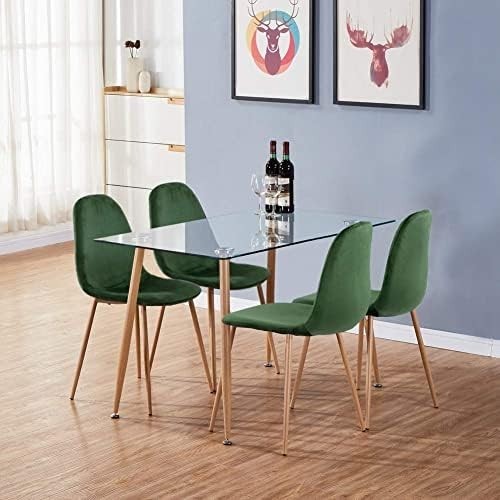 Modern Rectangular Glass Dining Table with Wood Style Legs 4–6 Seater 120cm