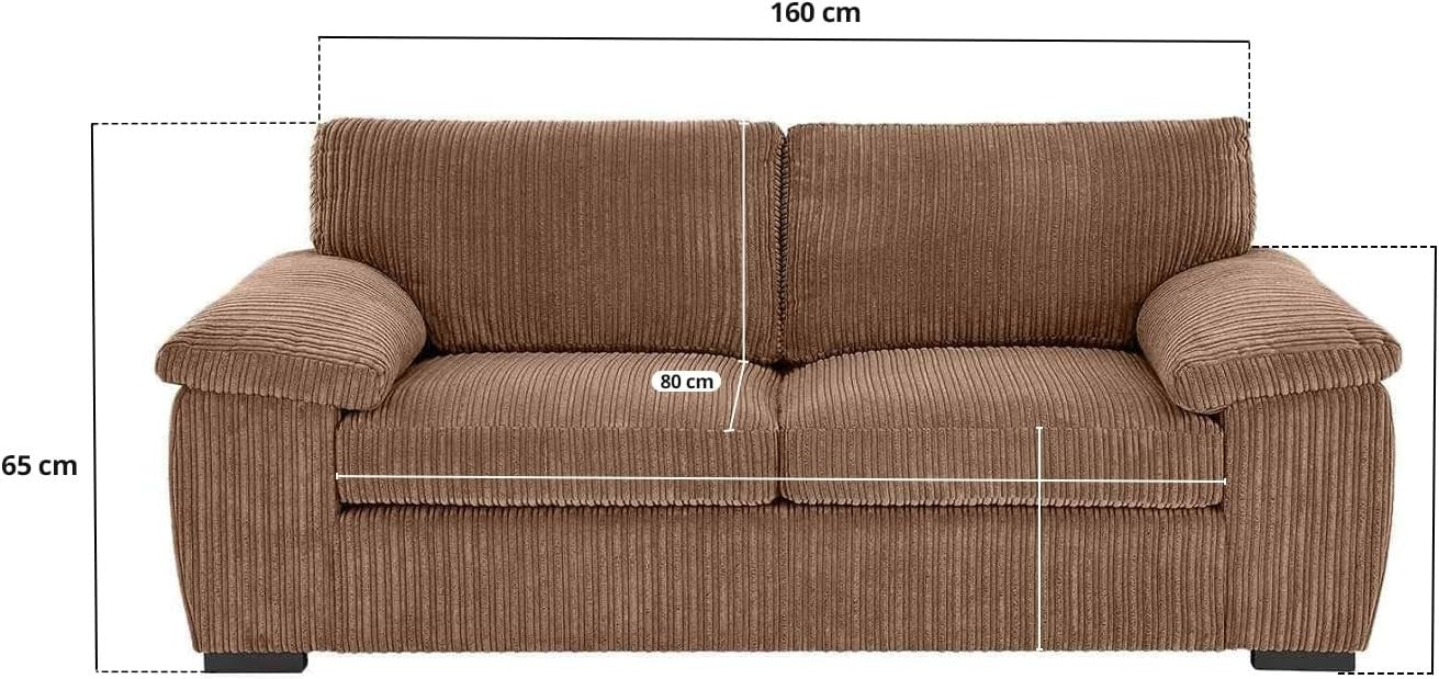 2 Seater Cord Sofa Compact Plush Couch Small Flats Living Room Comfort