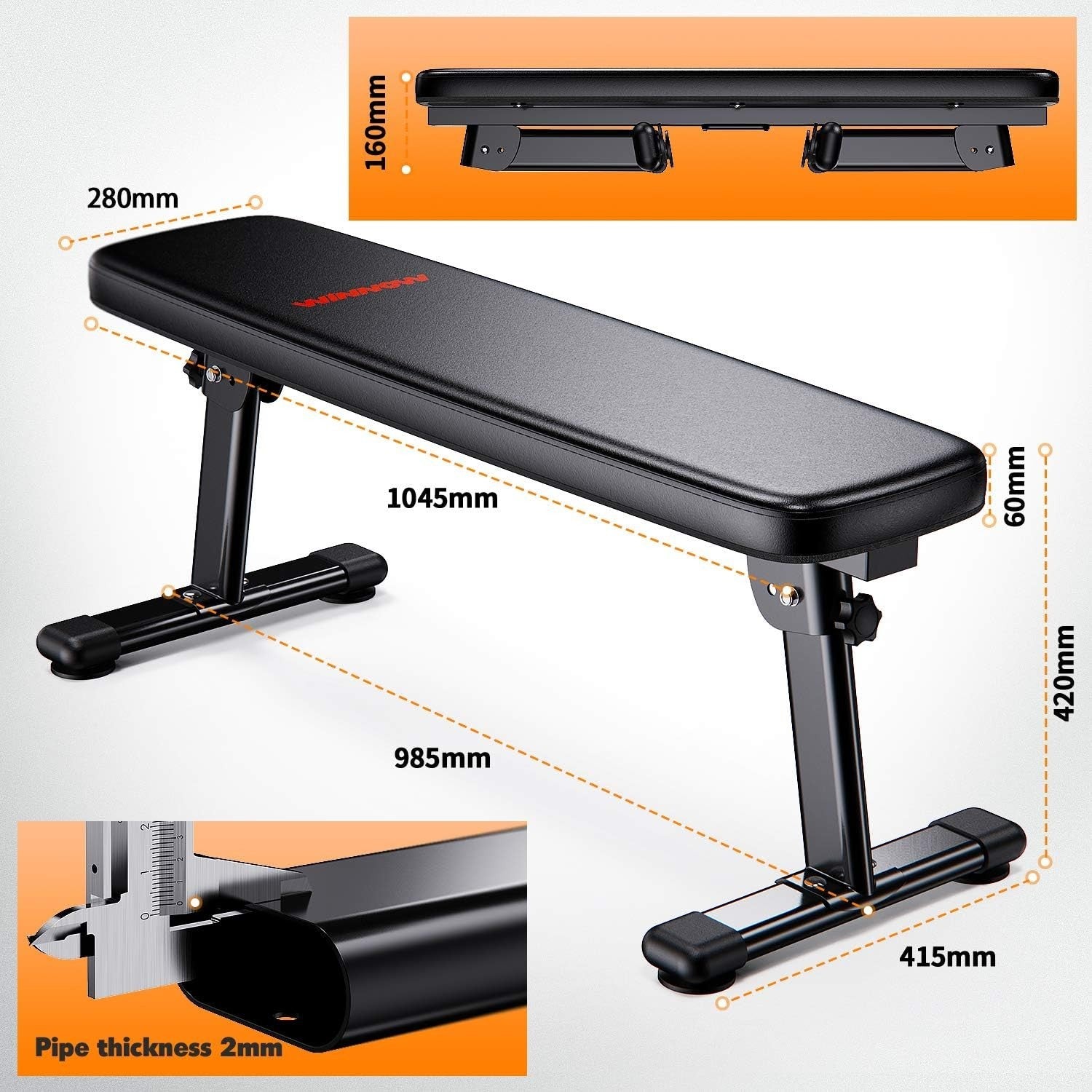 Foldable Flat Weight Bench 300KG Home Gym Workout w Carry Handle