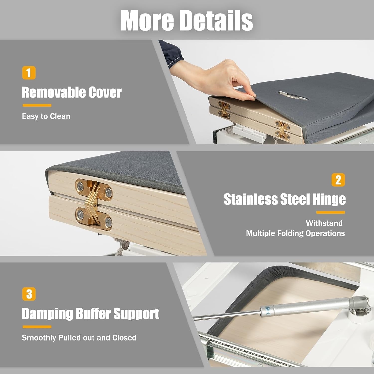 Pull Out Folding Ironing Board 180° Rotatable Space Saving Silent Slide