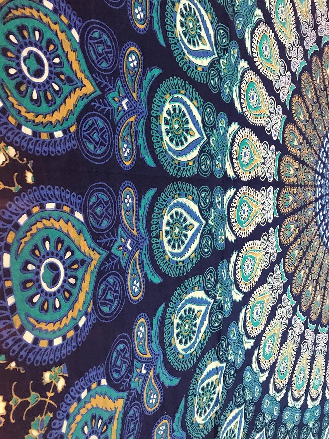 Blue Mandala Tapestry 54x82in Twin Boho Wall Hanging Cotton