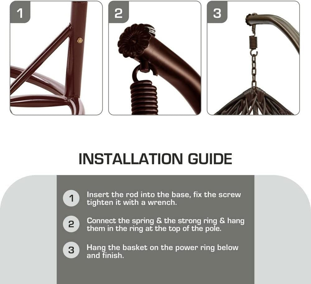 Rattan Hanging Egg Chair with Stand | Outdoor Swing Seat Cushion