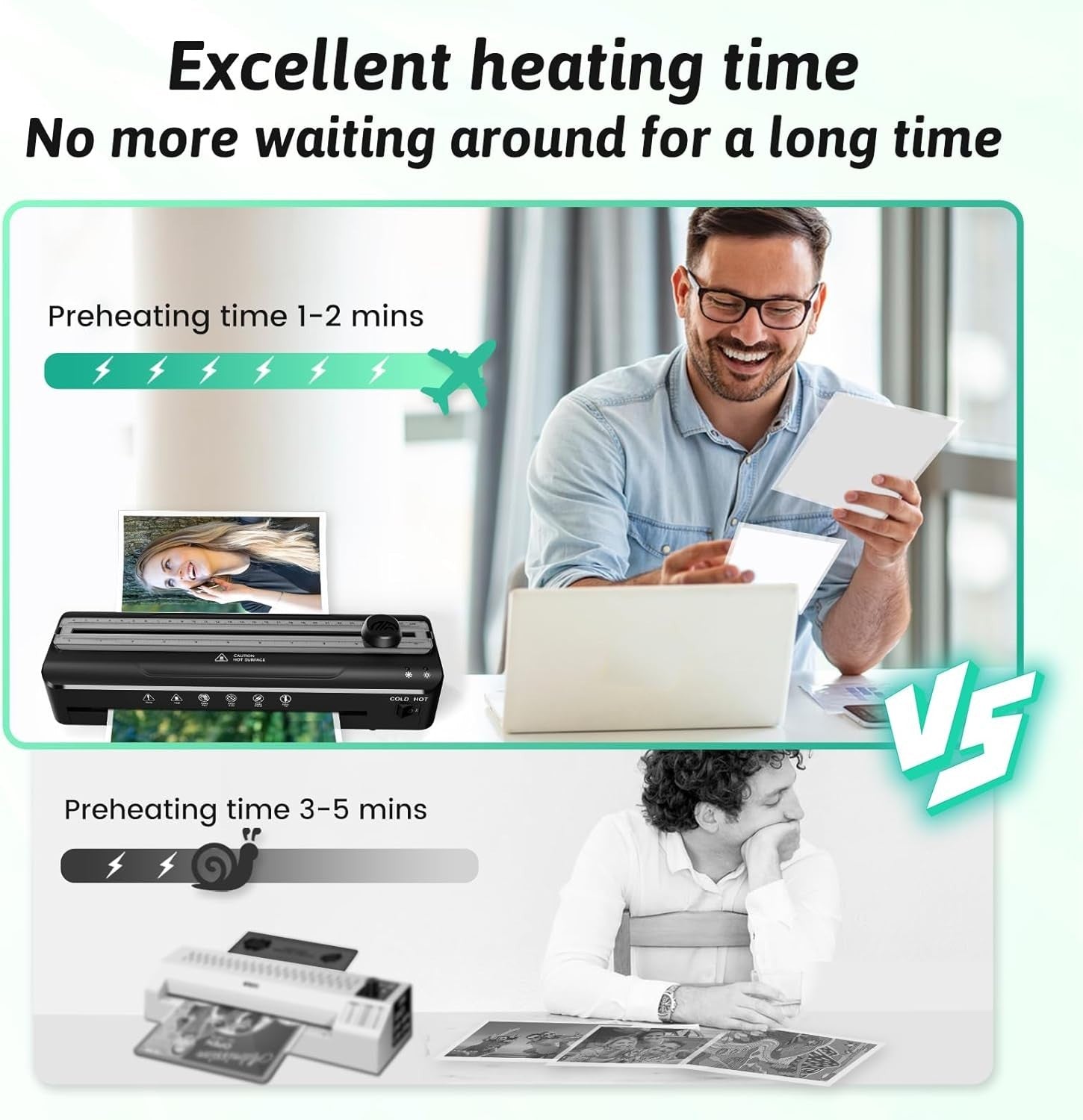A4 4 in 1 Laminator Hot Cold Fast 90s Anti Jam + Pouches