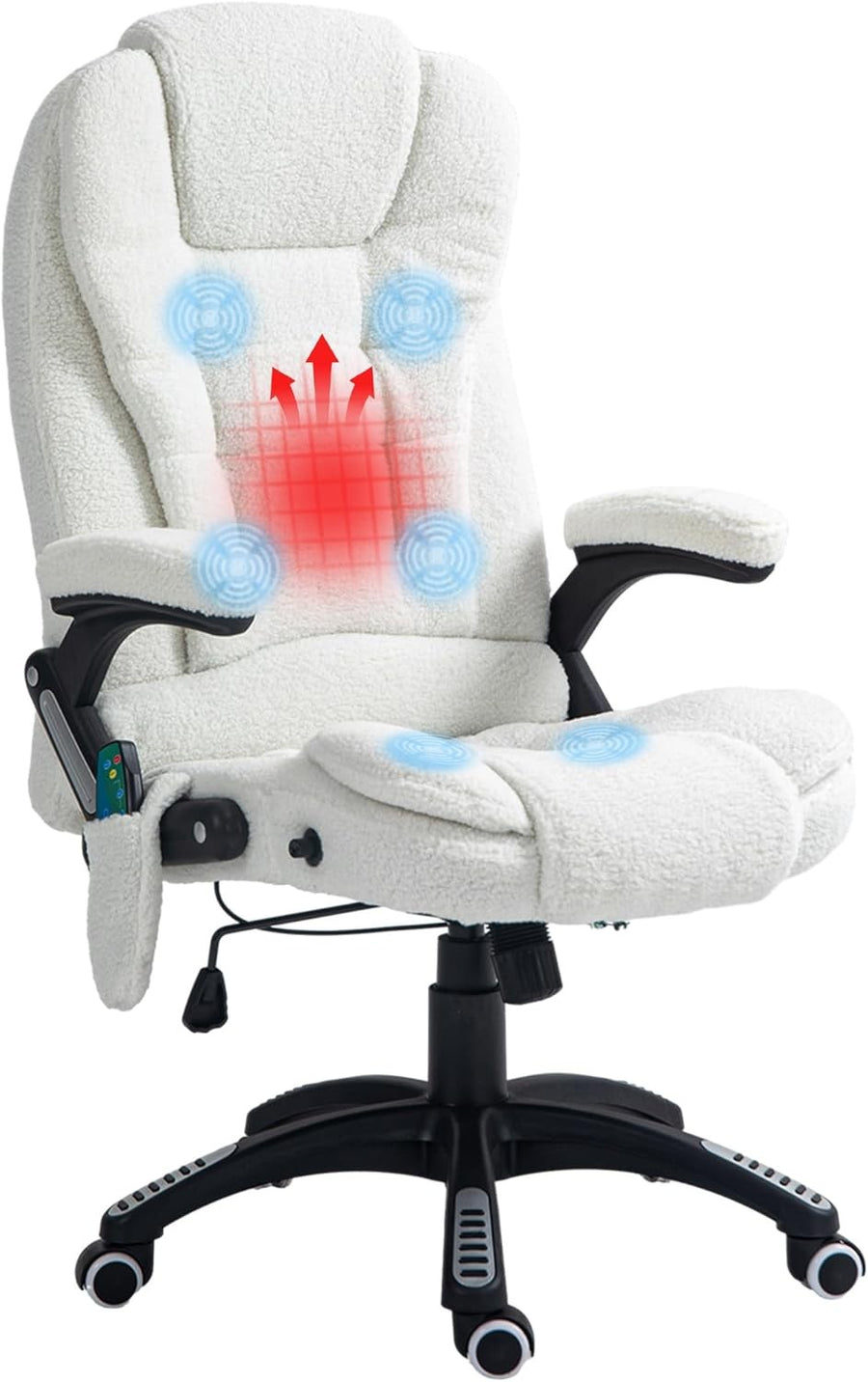Ergonomic Office Chair Heated 6-Point Massage Boucle Fabric