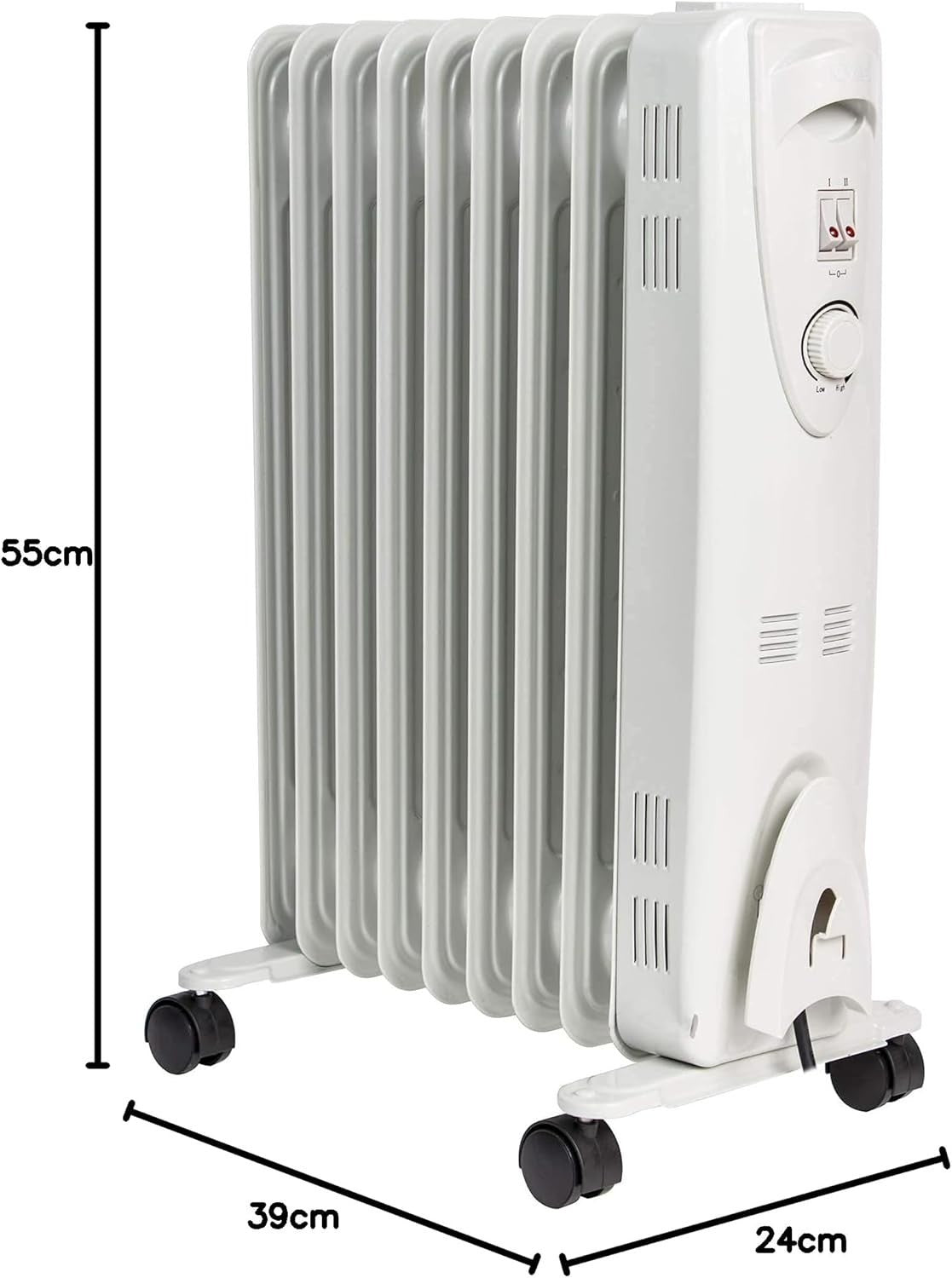 2000W Oil Filled Heater Radiator Portable Electric Adjustable Thermostat