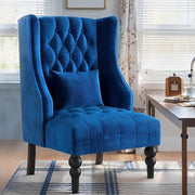 Velvet Wingback Armchair High Back Tufted Chair for Bedroom Living Room