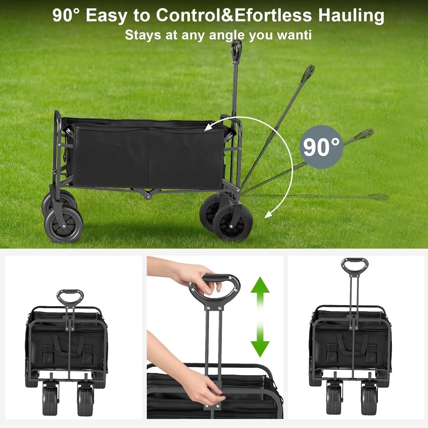 Heavy Duty Folding Camping Trolley 100L Cart All-Terrain Wide Wheels Brakes