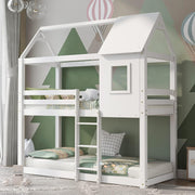 Space-Saving Kids Bunk Bed with Convertible Ladder & Safety Rails 3FT White
