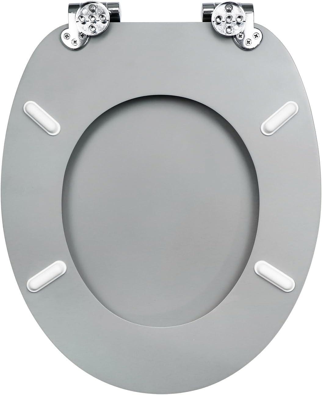 Gray Wooden Toilet Seat MDF Soft Close Adjustable Hinges 43.5x37.5cm