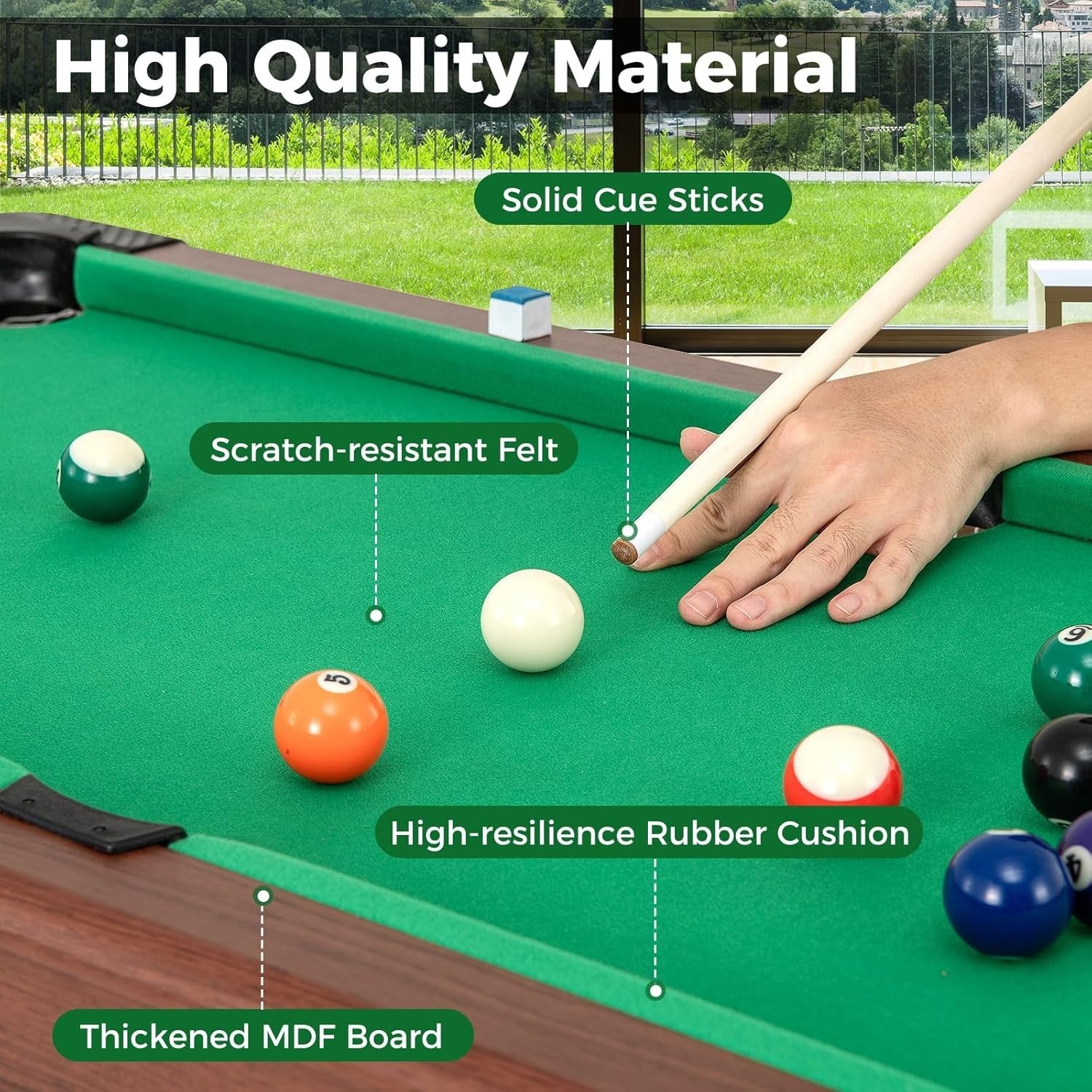 48in Mini Pool Table Wooden Billiards Set w Cues Balls Accessories