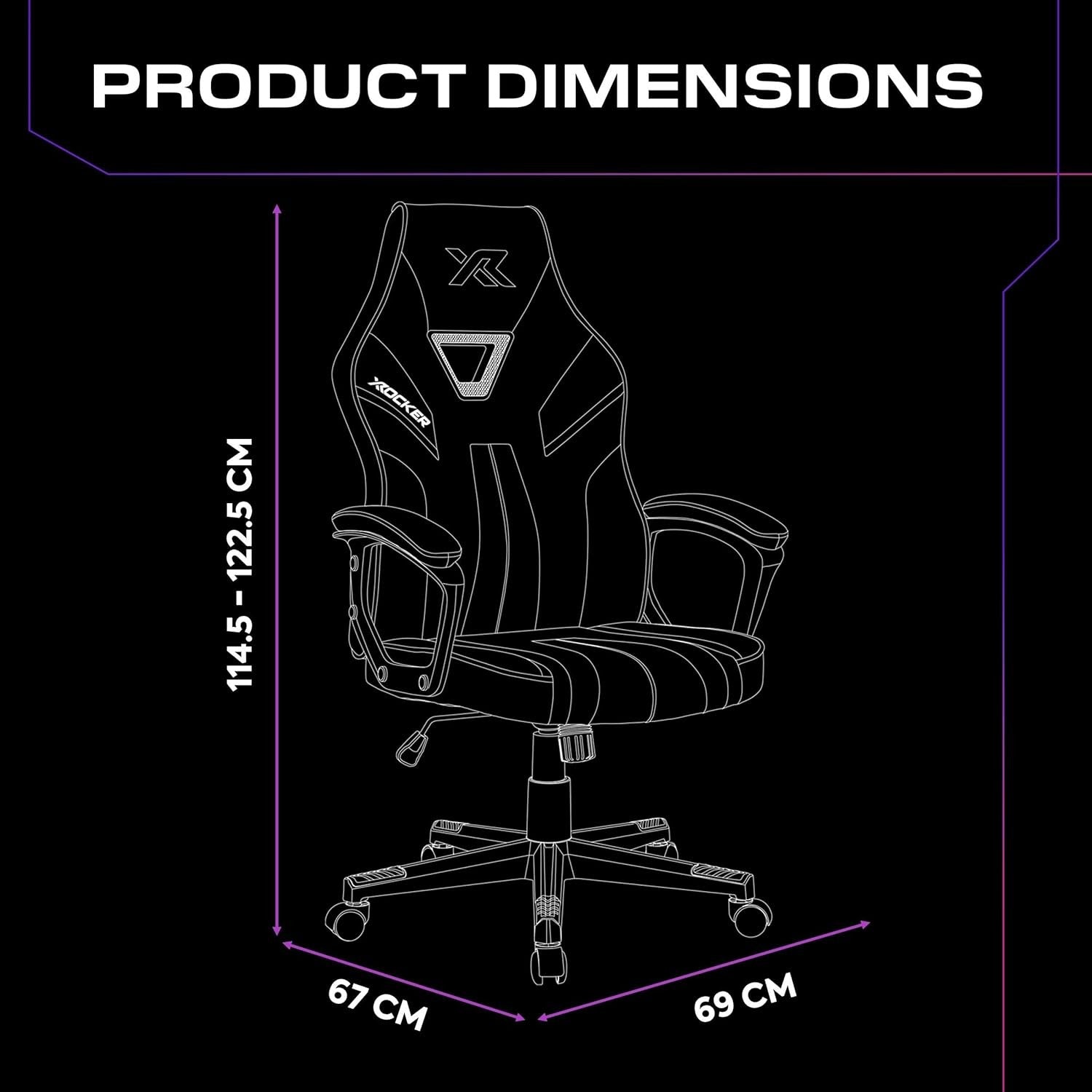 Ergonomic Gaming Chair High Back Wide Seat Purple