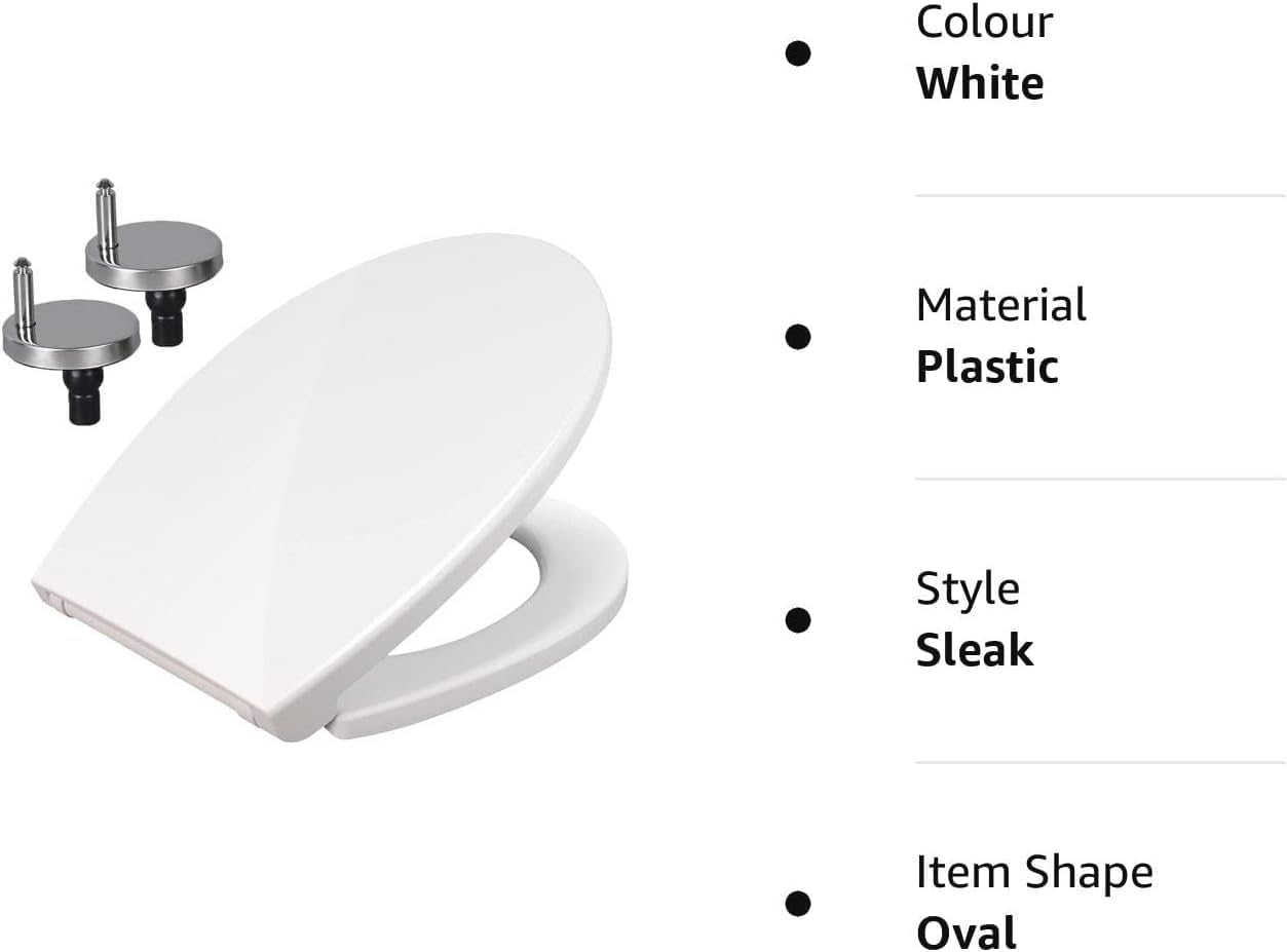 Oval Toilet Seat Soft Close Quick Release PP Top Fix Blind Hole Easy Install