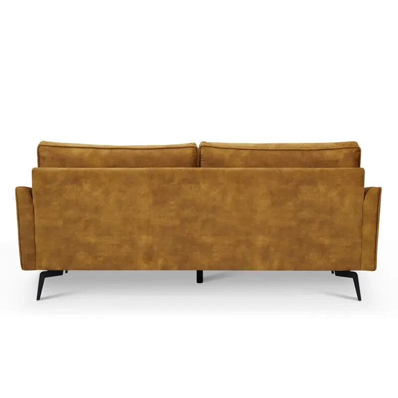 3 Seater Gold Velvet Sofa Modern Tufted Cushions Metal Legs Luxury