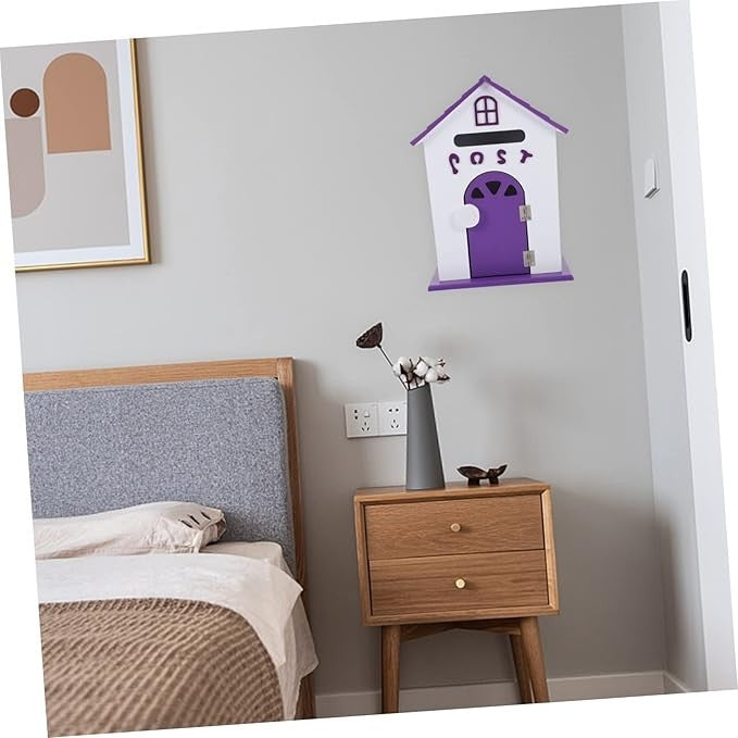 Wall Mounted Suggestion Mailbox Purple Lockable Post Box for Home Office School