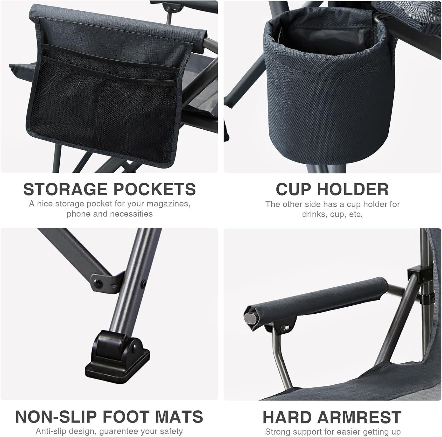 Heavy Duty Folding Camping Chair 230kg XXL Outdoor Seat w/ Cup Holder