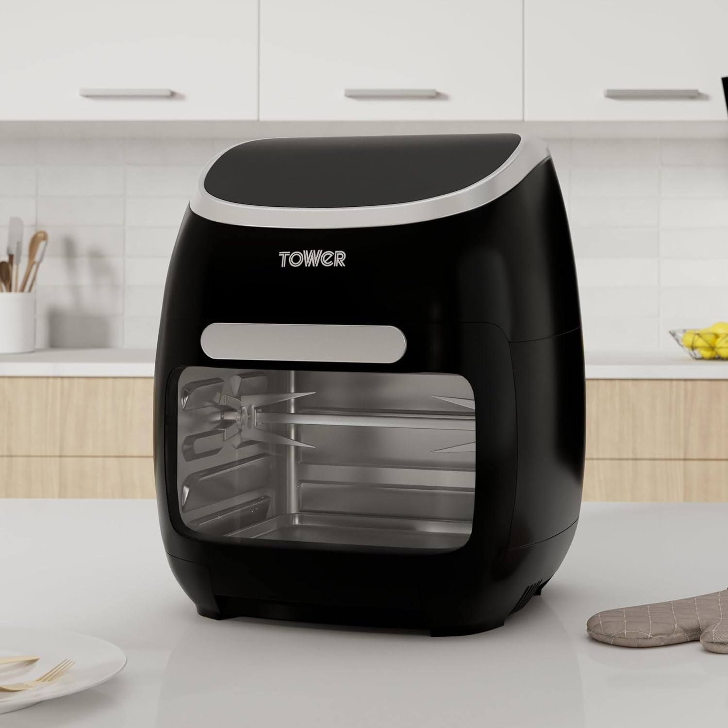11L Digital Air Fryer Oven 5-in-1 Rapid Cook Rotisserie 2000W Vortx Technology