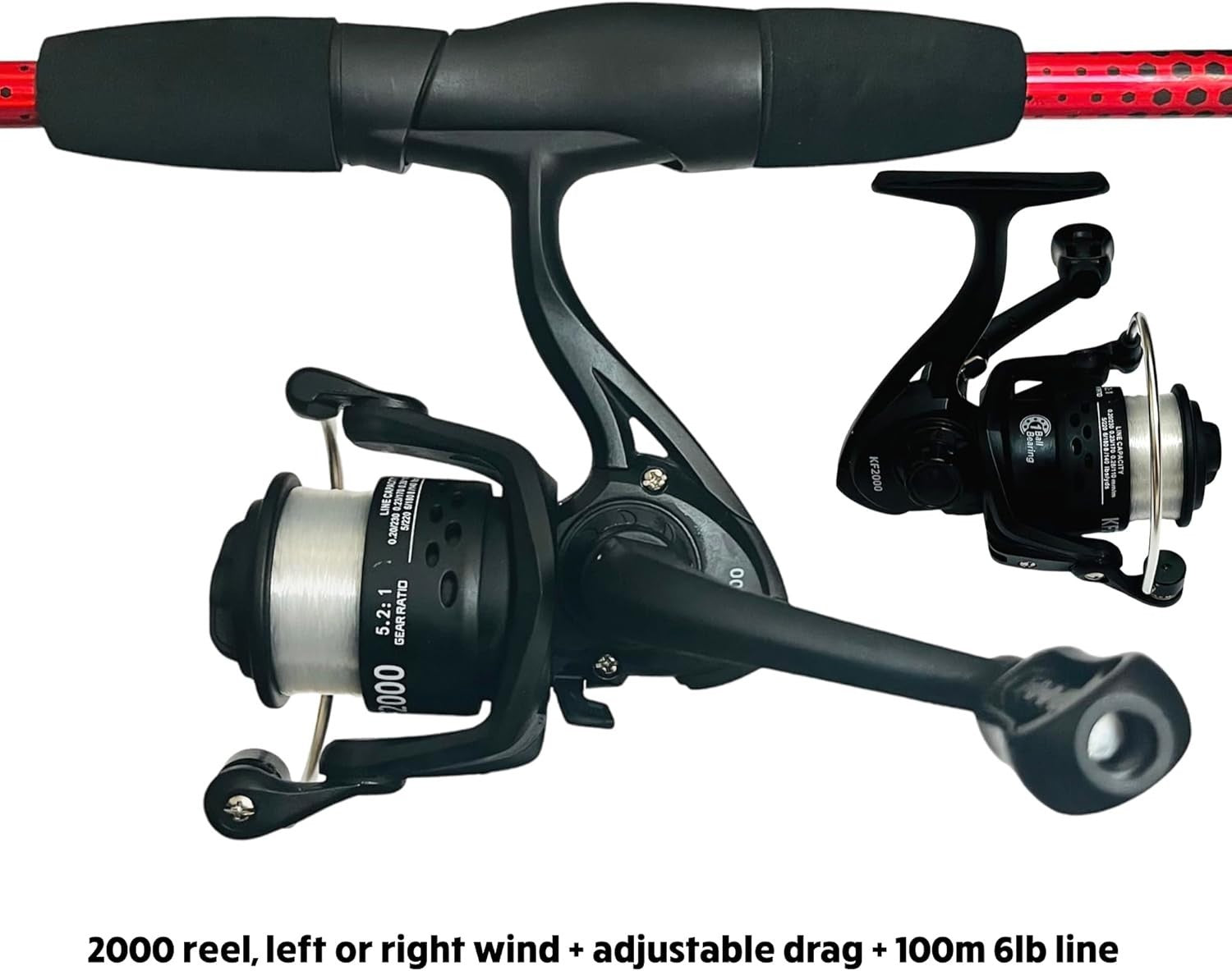 3-Section Fishing Rod Reel Combo Kit with Tackle Box Lures 170cm