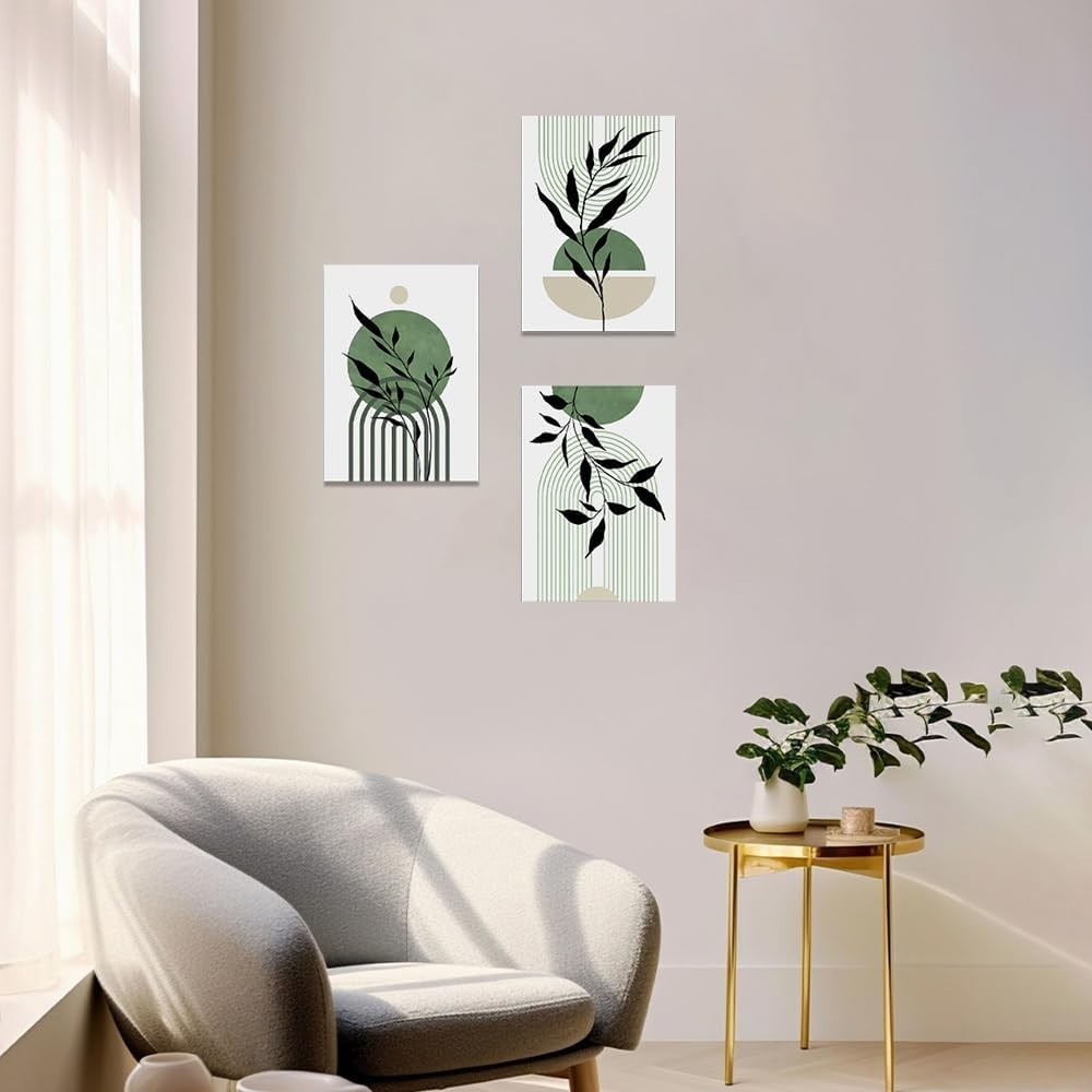 Boho Canvas Wall Art Set of 3 Nature Pattern Prints 40x30cm