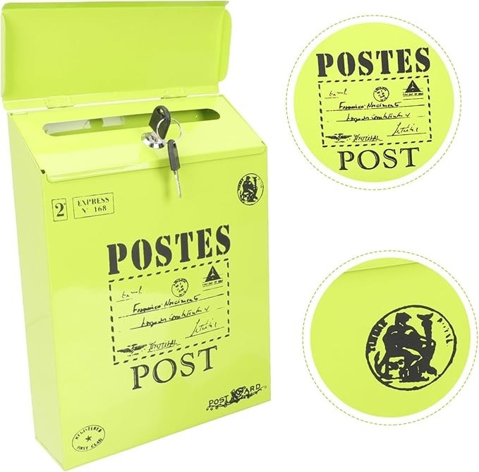 Secure Vintage Wall Mount Mailbox with Lock – Iron Post Box for Home & Garden