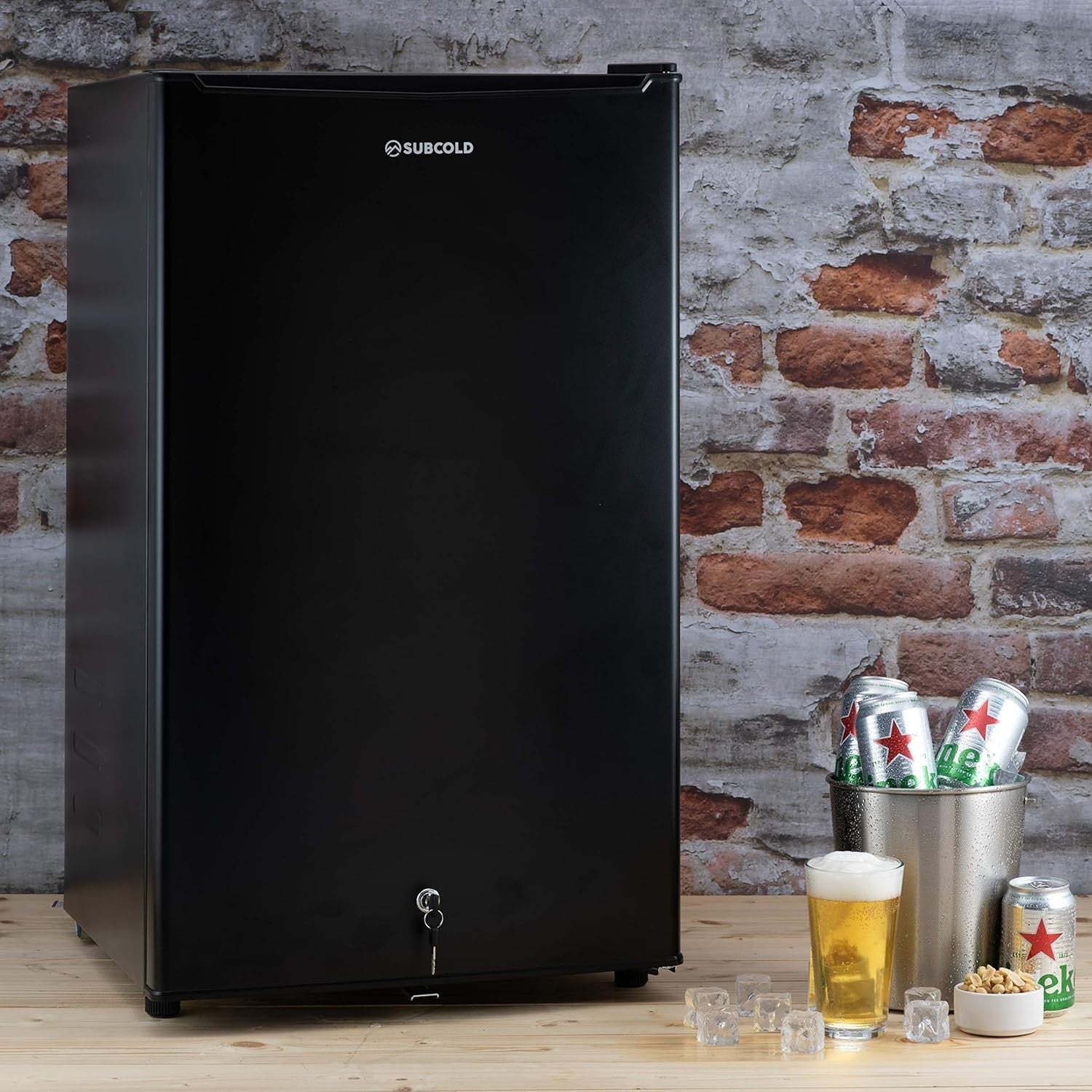 95L Under-Counter Fridge LED Lock & Key Energy Efficient Black