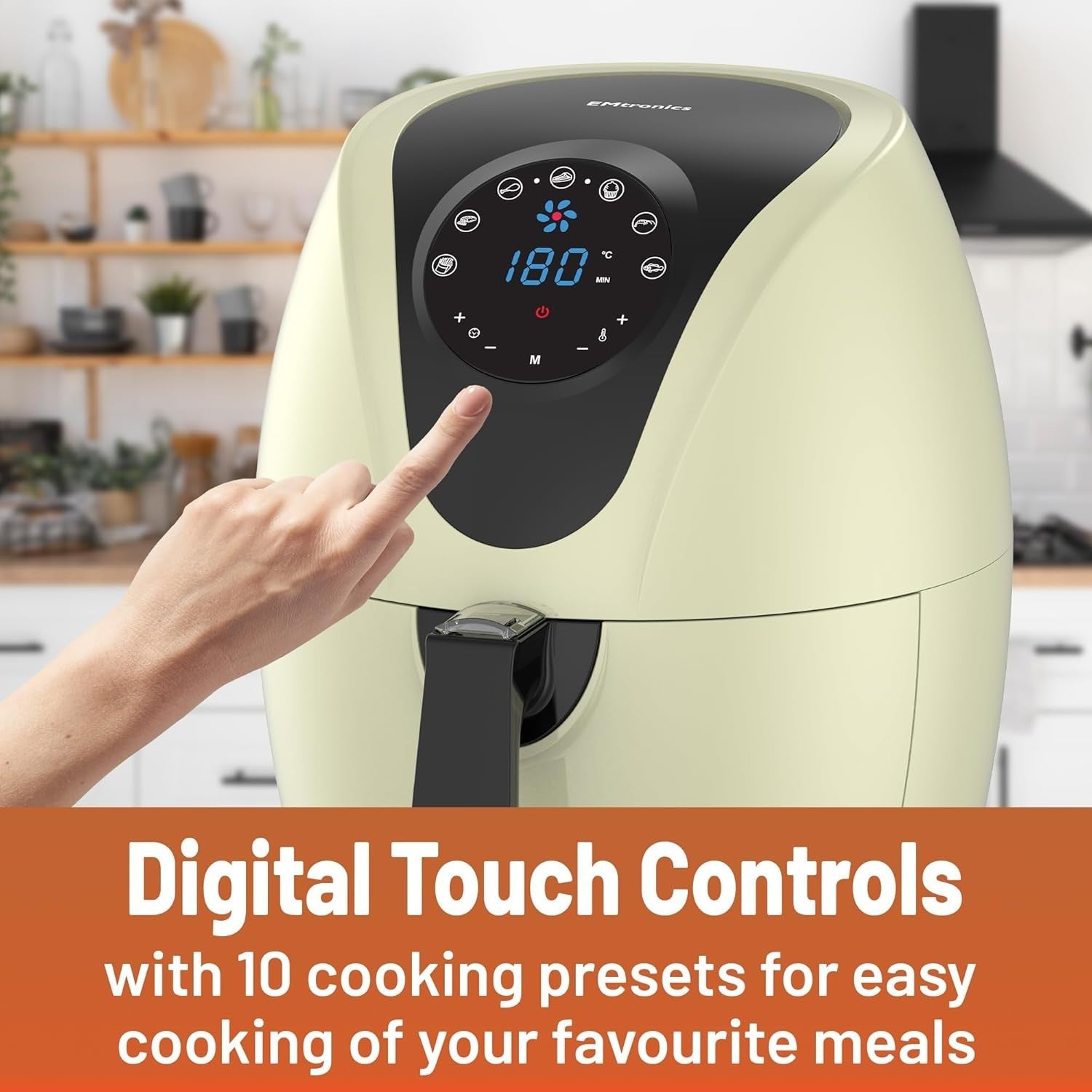 4.5L Digital Air Fryer | 1400W Oil-Free Cooking | 7 Presets |  Cream Finish