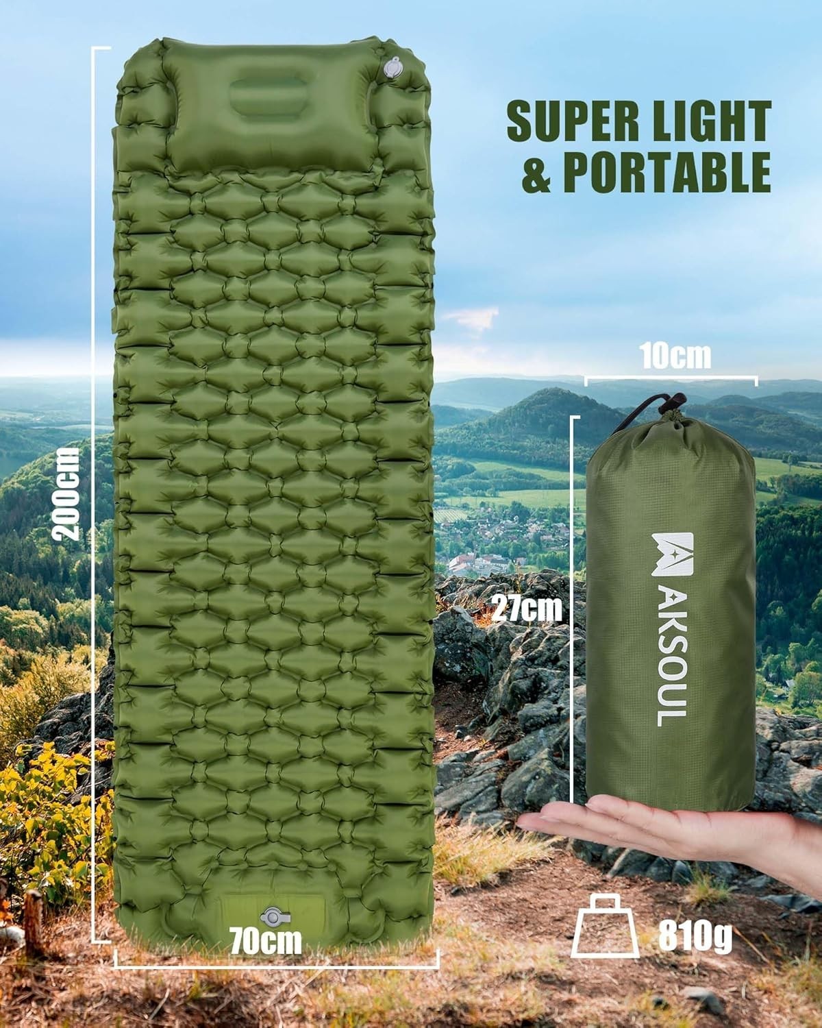 Self-Inflating Camping Mattress 10CM Thick Portable Sleeping Pad Outdoor