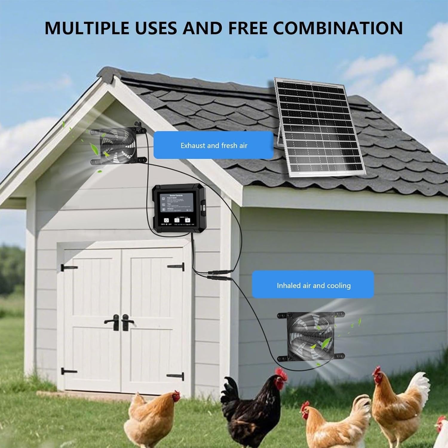 Solar Chicken Coop Fan Ventilation Timer Light Sensor