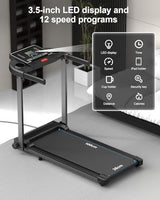 Foldable Under-Desk Walking Pad Treadmill 10km/h, 2.0HP, Compact Home Fitness