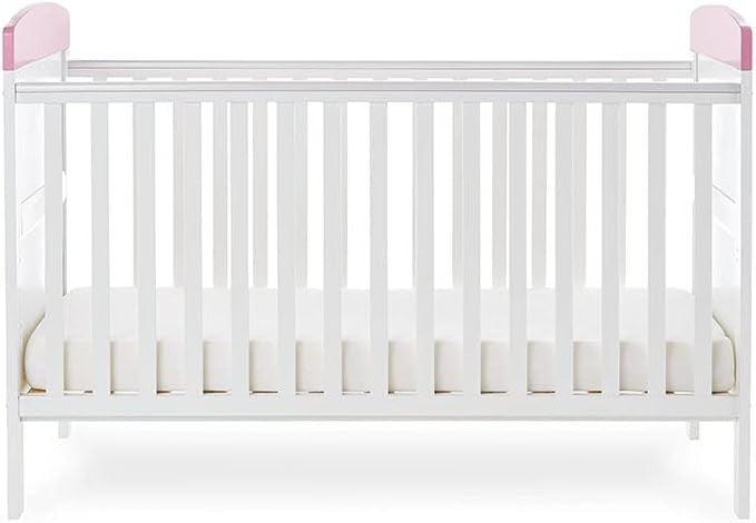 Convertible Cot Bed with Adjustable Height Toddler Bed 140x70cm White Pink