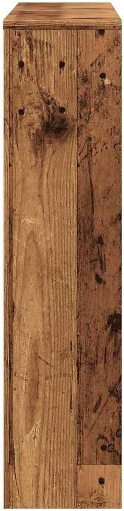 Old Wood Radiator Cover Shelf | Rustic Slatted MDF Cabinet 149x20x82cm