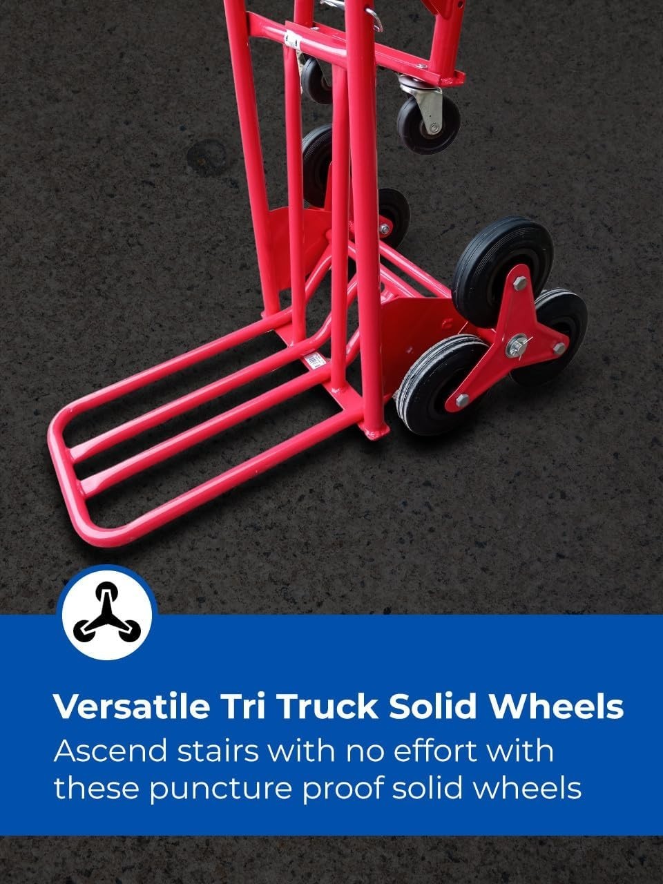 2 in 1 Stair Climbing Hand Truck 150kg Tri Wheel Sack Barrow Trolley