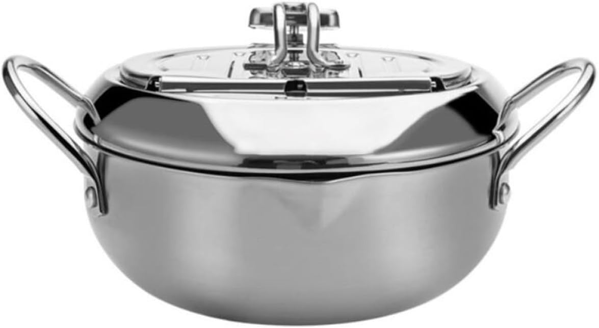 Deep Frying Pot With Thermometer Lid Induction Gas Fryer Pan
