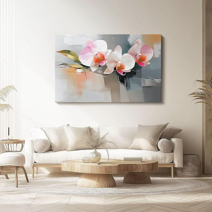 Canvas Wall Art Orchid Pink White 46x31cm Modern Bedroom Decor