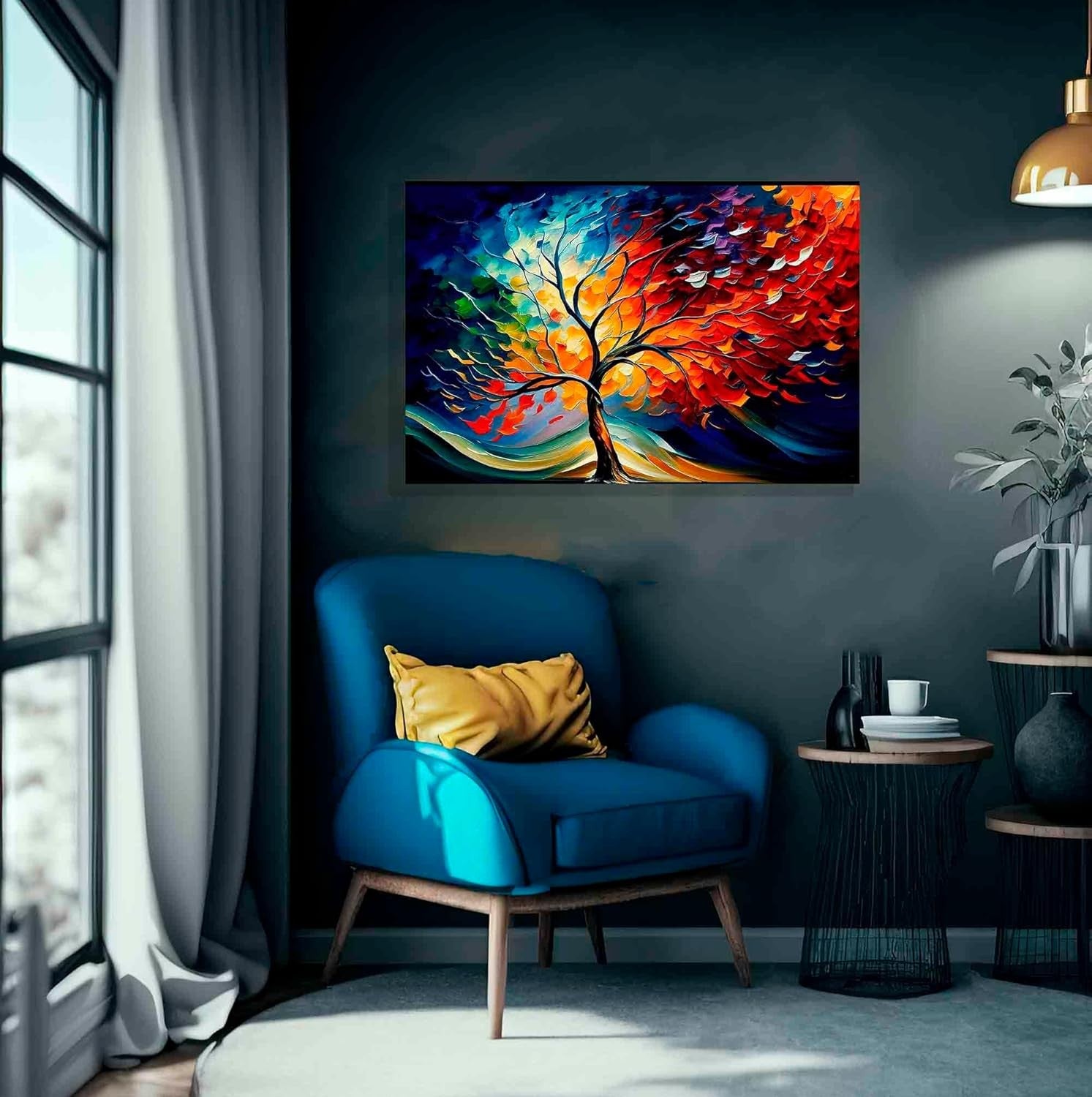 Large Tree of Life Canvas Wall Art 86x61cm Framed