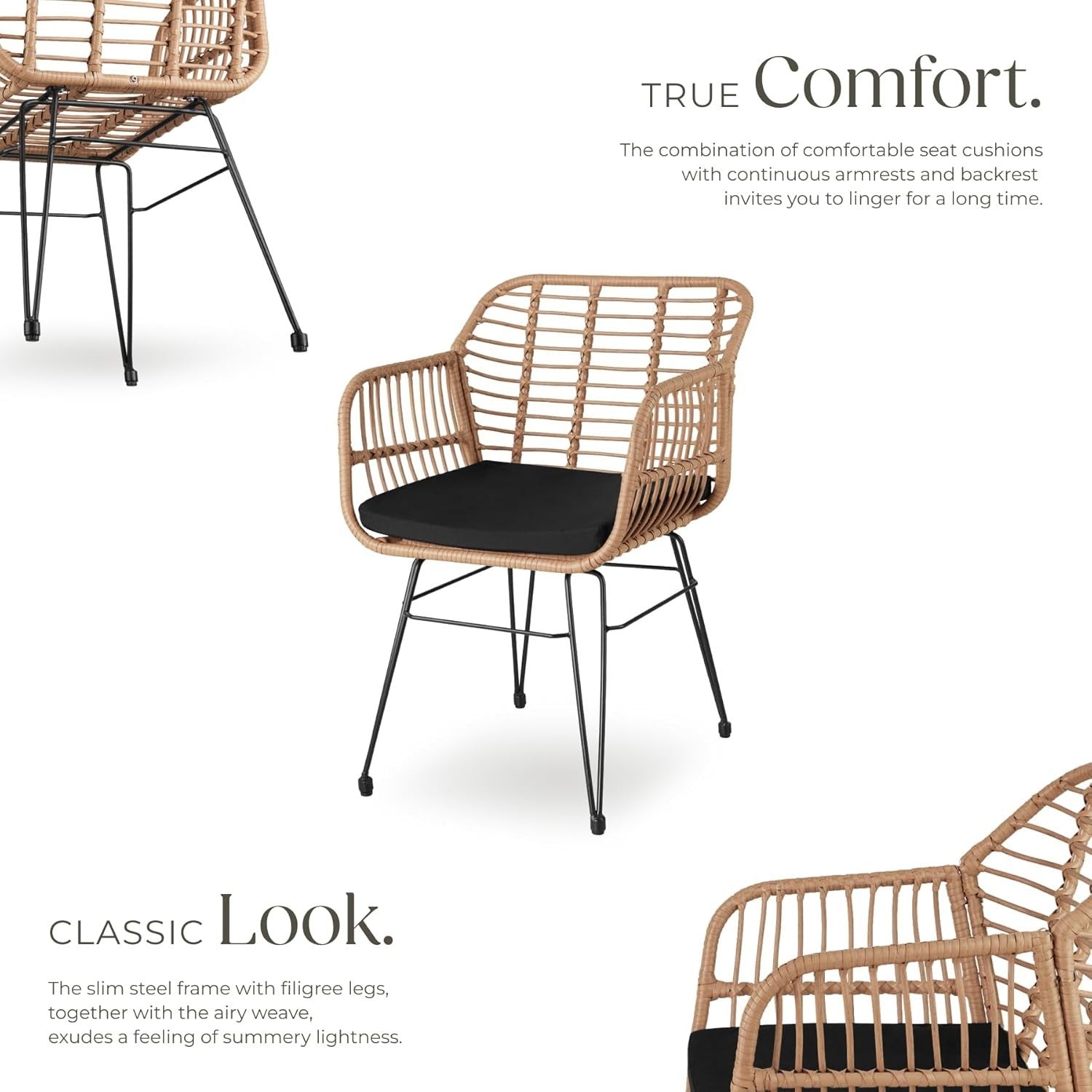 Rattan Bistro Set 2 Seater Garden Chairs Glass Table Balcony Patio Furniture