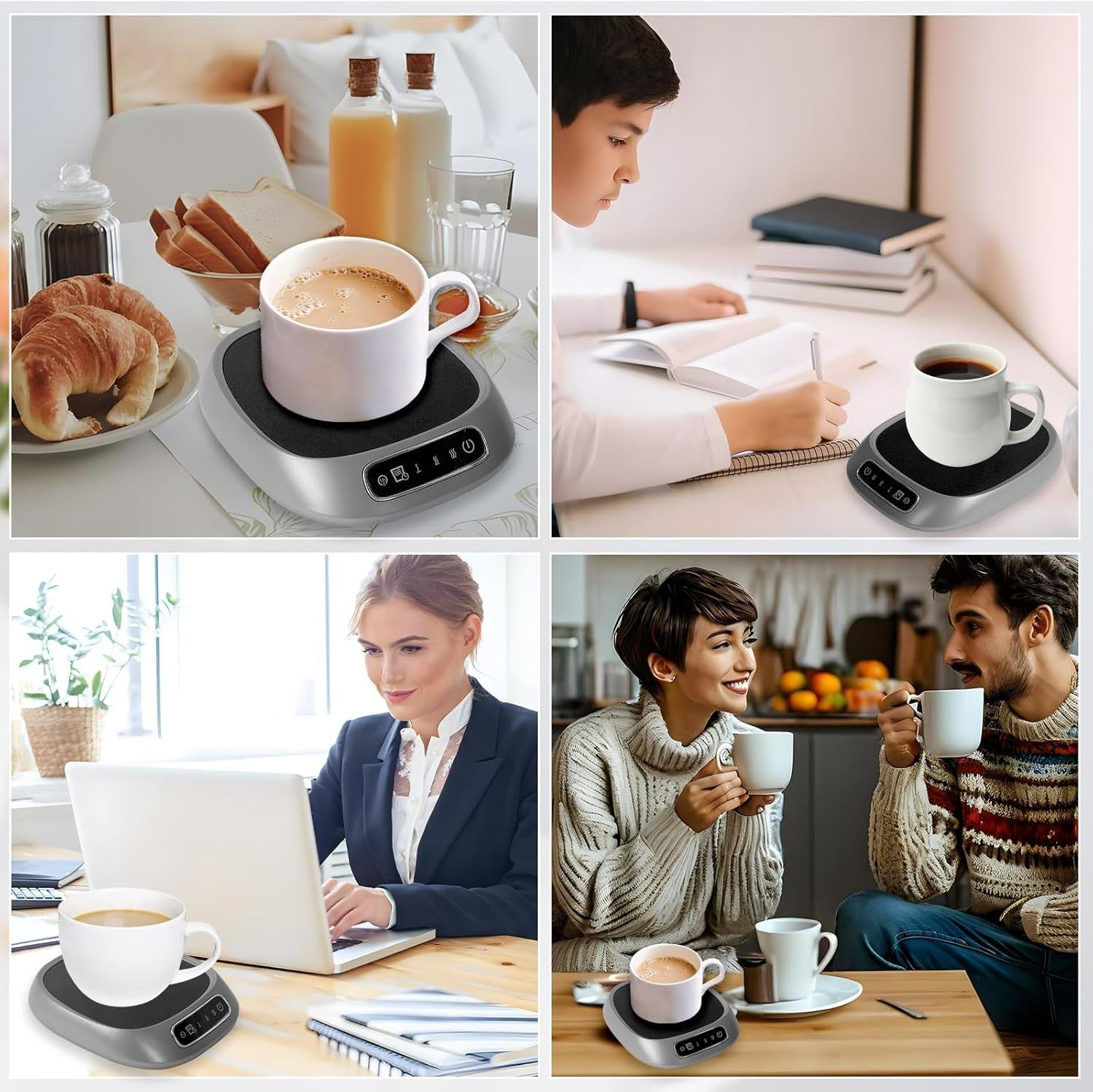 Grey Smart Coffee Mug Warmer 3 Temp 85°C USB Desk Heater