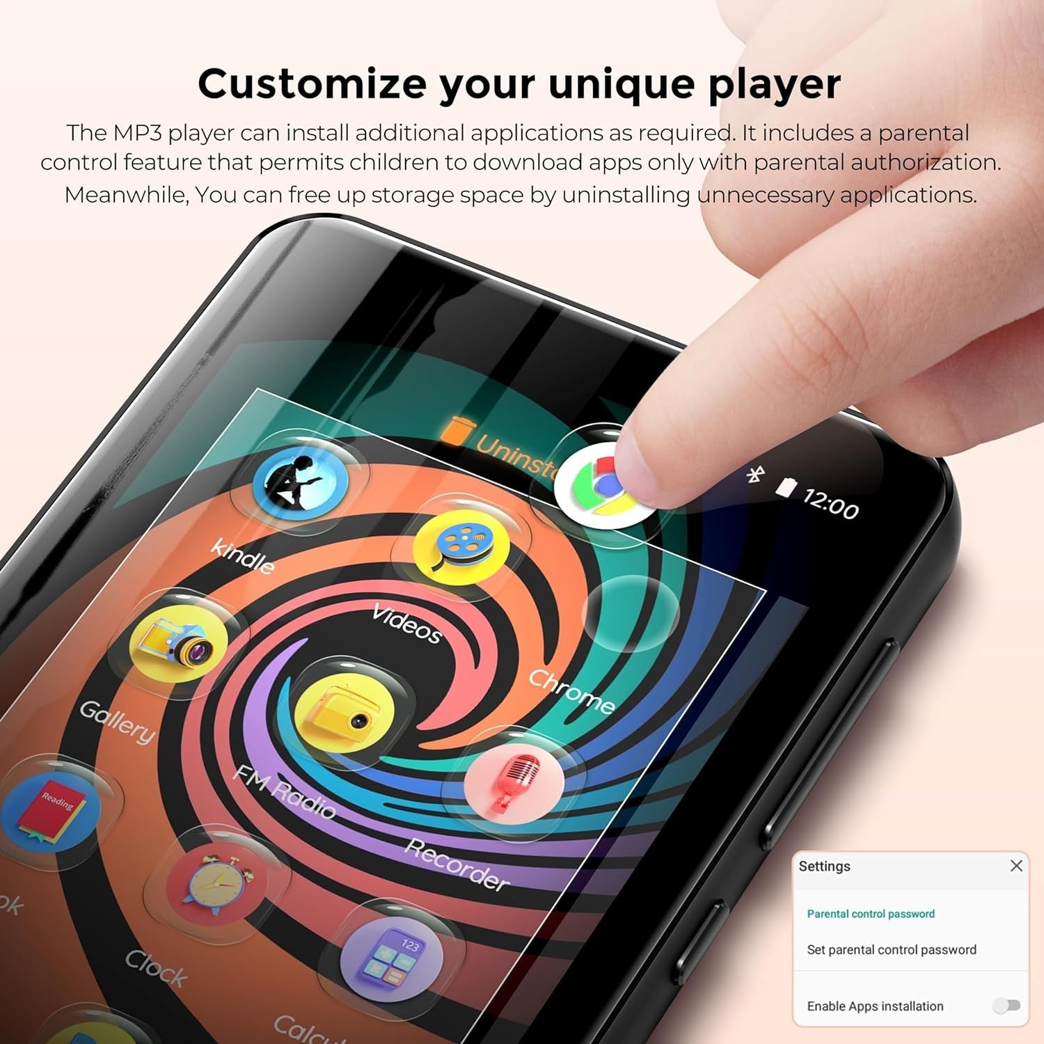 160GB MP3 Player Bluetooth WiFi Touch Screen Music Player for Kids