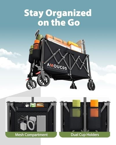 Heavy-Duty Outdoor Trolley 150kg | Folding Cart w/ 360° Wheels & Brakes