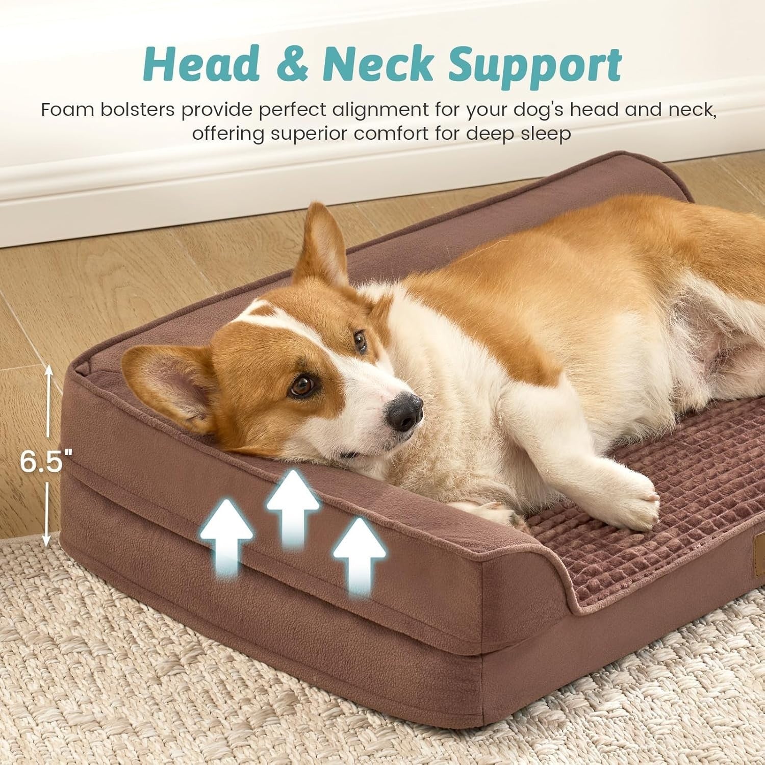 Extra Large Orthopedic Dog Bed L Shape Sofa Washable Brown