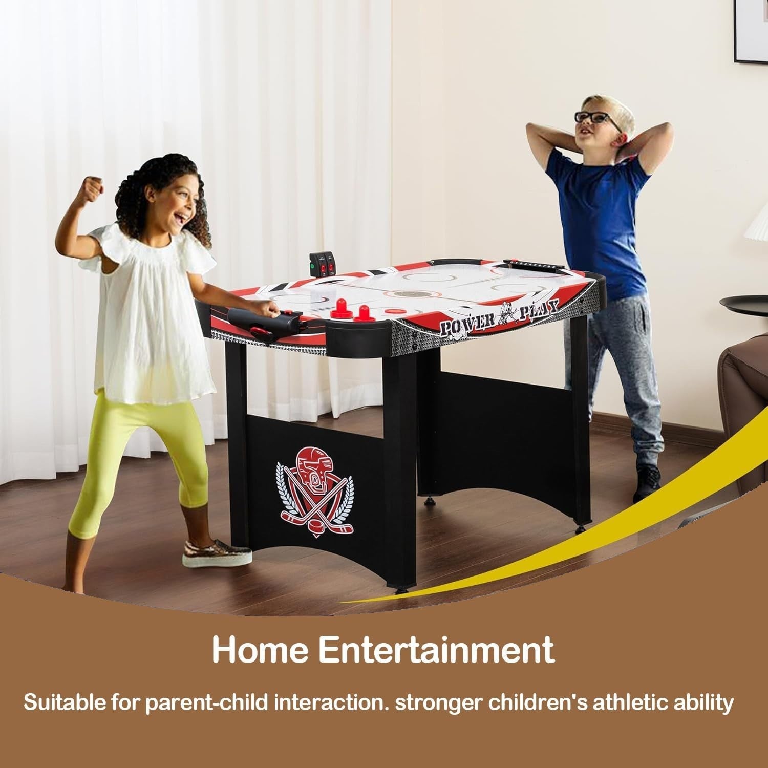 48in Air Hockey Table LED Scoring Powerful Motor Indoor Game Set