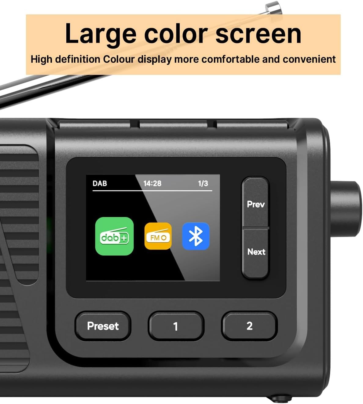 Portable DAB Radio Bluetooth USB Rechargeable FM Digital Radio Alarm
