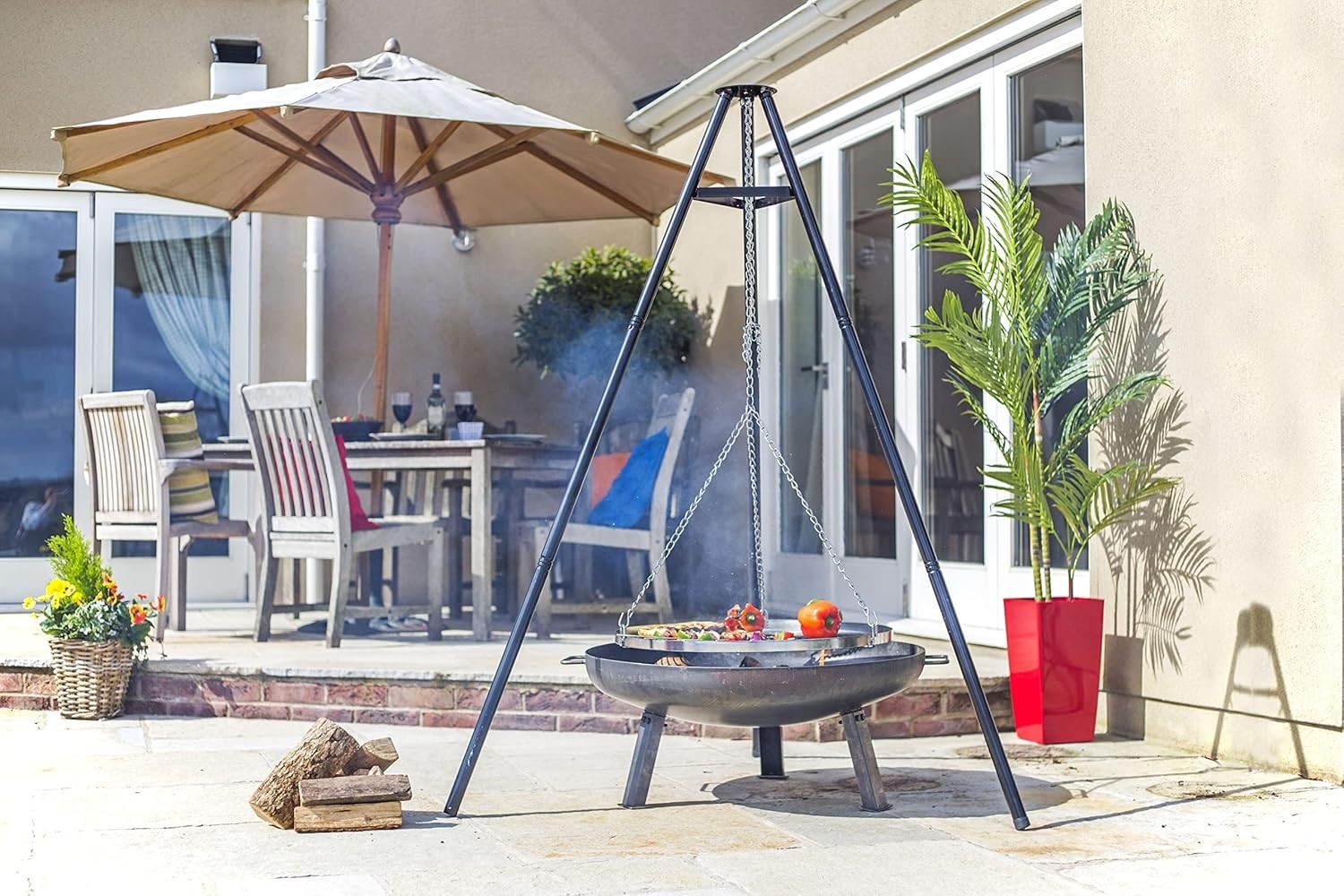 Tripod BBQ Grill with Adjustable Height – Portable Outdoor Cooking Stand