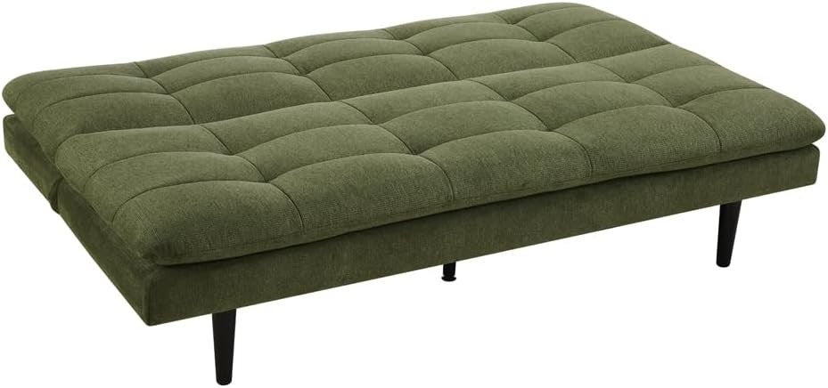 3 Seater Sofa Bed Linen Futon Couch Click Clack Tufted for Guest Room