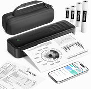 Portable A4 Thermal Printer Black Bluetooth Inkless w/ Case & 4 Paper Rolls