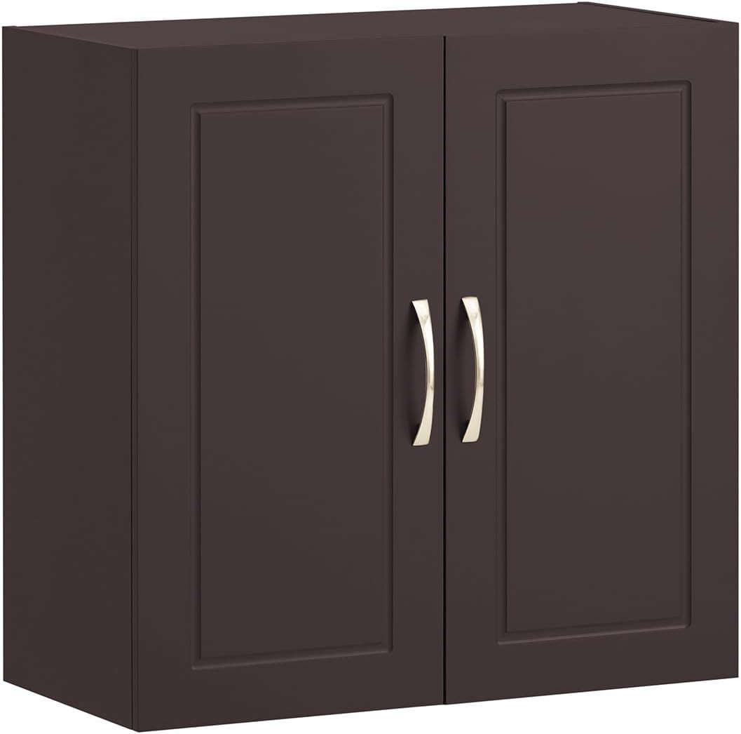 Wall Mounted Bathroom Cabinet with Adjustable Shelf, Lockable, Brown
