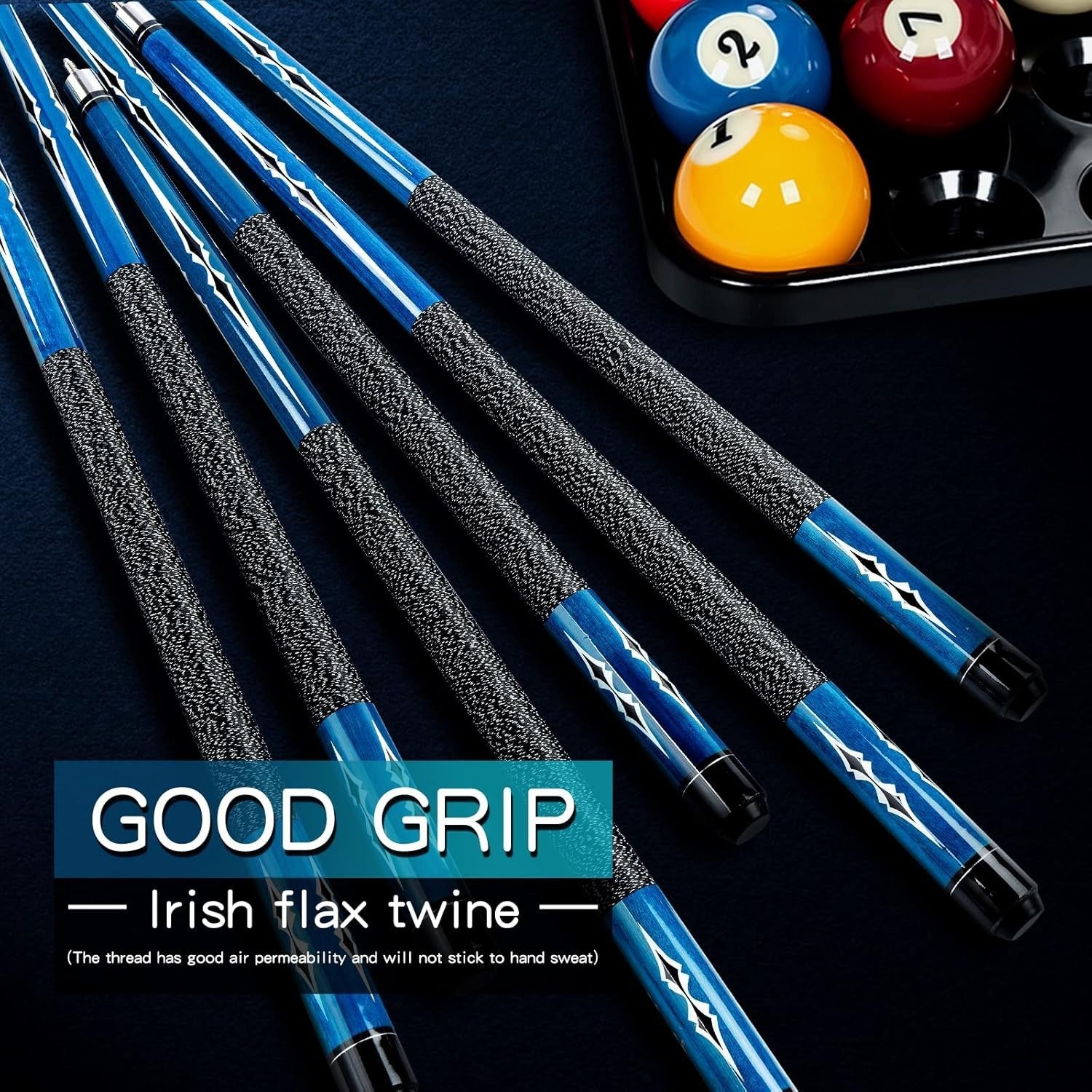 Maple 2 Piece Pool Cue 58in 13mm Tip Irish Linen 19–20oz Set
