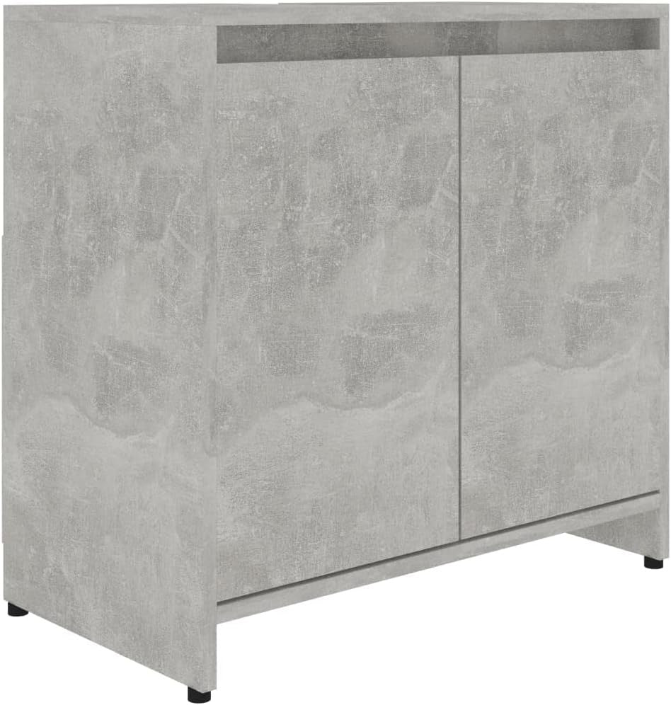 Grey Rustic Bathroom Sink Cabinet – 2 Door Under Sink Storage Unit 60x61cm
