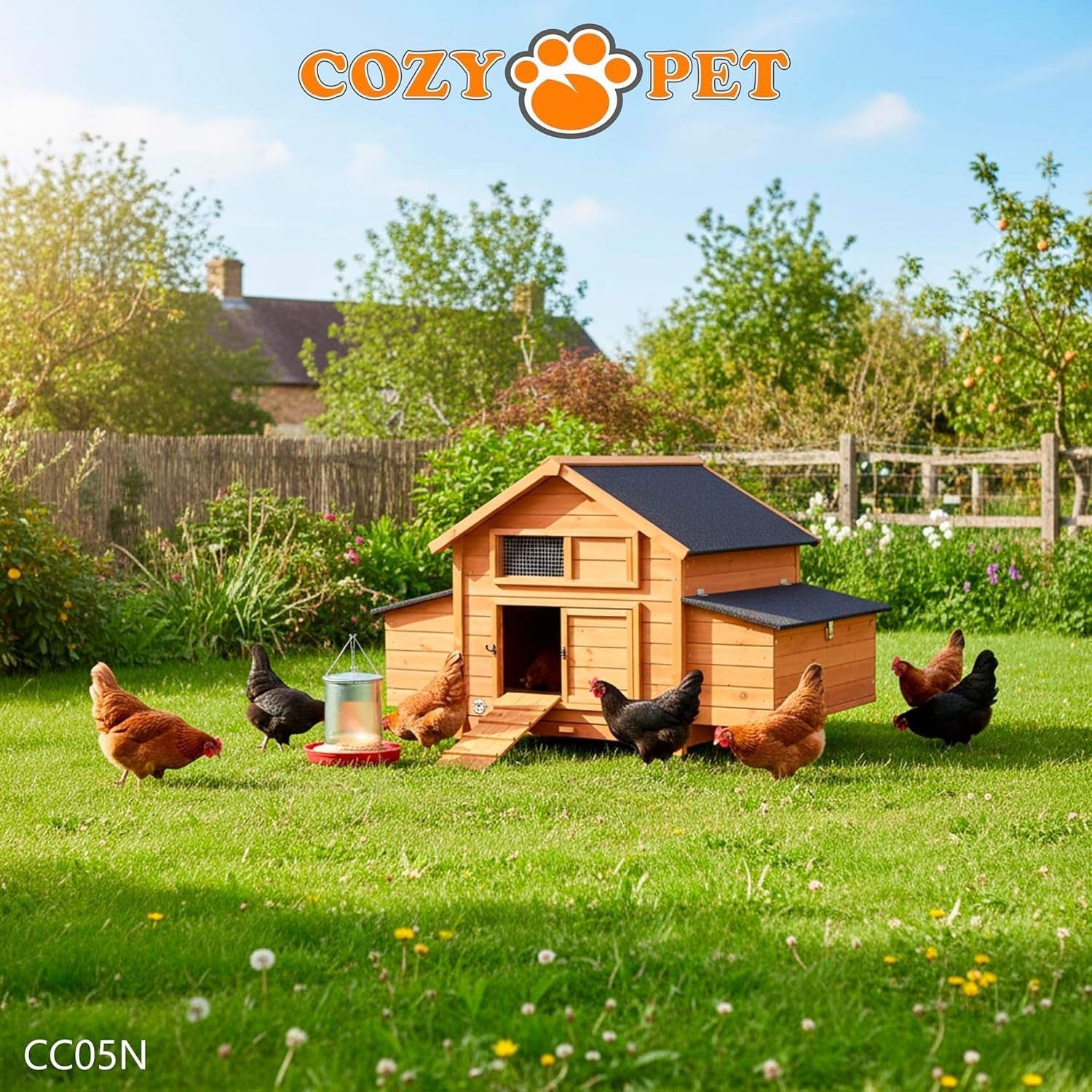 Extra Large Wooden Chicken Coop with Nest Boxes Easy Clean Hen House 12 Birds