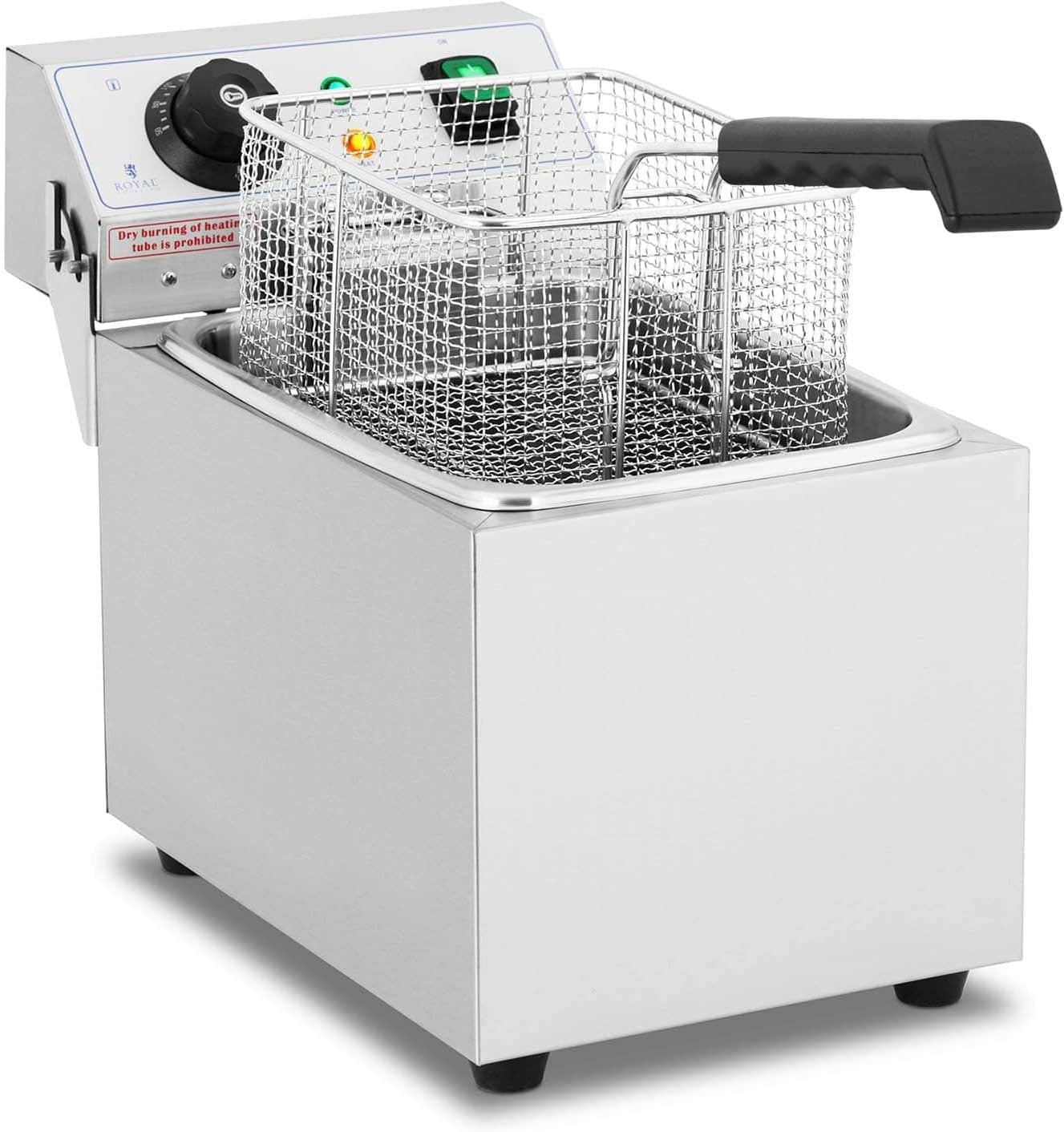 3200W Electric Deep Fat Fryer 8L Tank Single Basket Cold Zone Lid