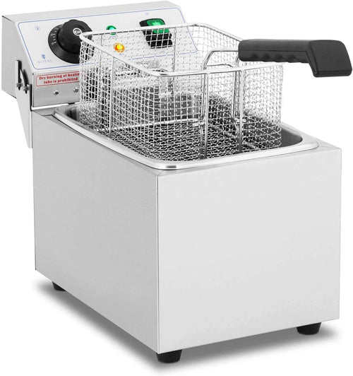 3200W Electric Deep Fat Fryer 8L Tank Single Basket Cold Zone Lid